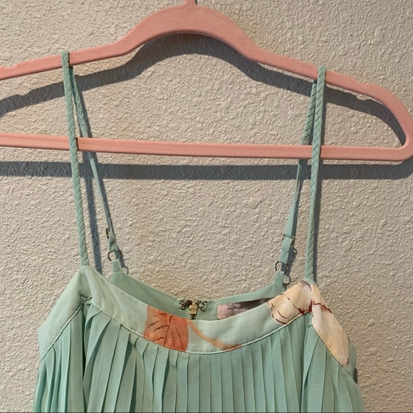 Forever 21 | Pleated Mint Floral Baby Doll Mini Dress - Picture 6 of 12